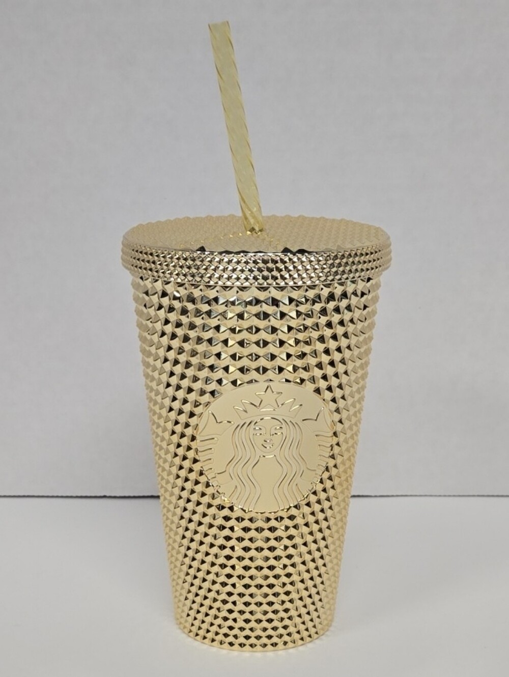 Starbucks 2022 Holiday Gold Studded Cold Cup w/Straw 16 oz NWT